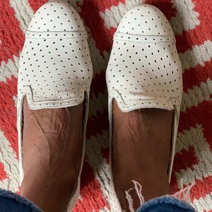 Dolce Vita Women's White Pointelle Dot Leather Loafers